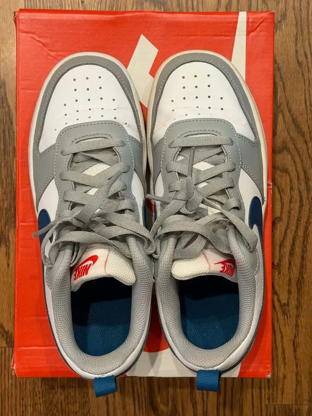 Nike Court Borough Low 2 GS White/Marina-Lt Smoke Grey BQ5448-117 Size 5Y